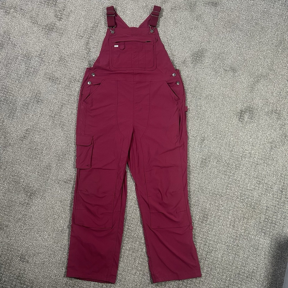 Duluth Trading Heirloom Gardening Bib Overalls Women's L x 31 Burgundy Stretch